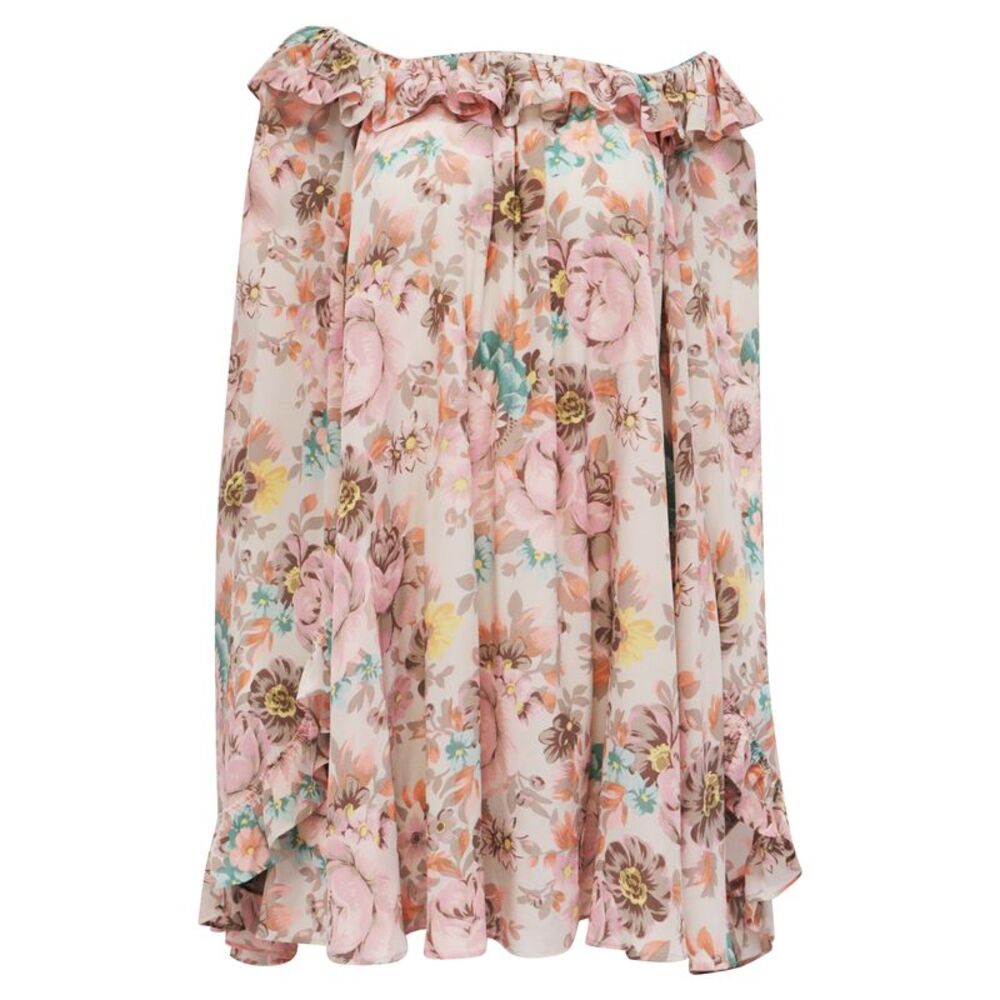 Chloé Ruffled Mini Dress In Floral Print Silk